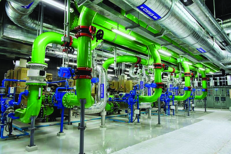 Chilled water piping installation